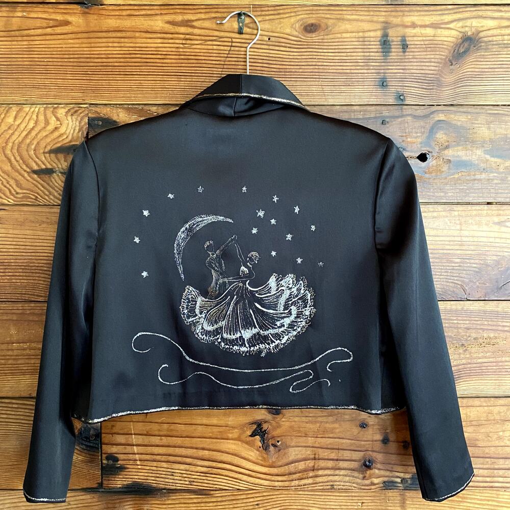 I.N. Studio Hand Painted Ballroom Scene Cropped Dinner Jacket size M